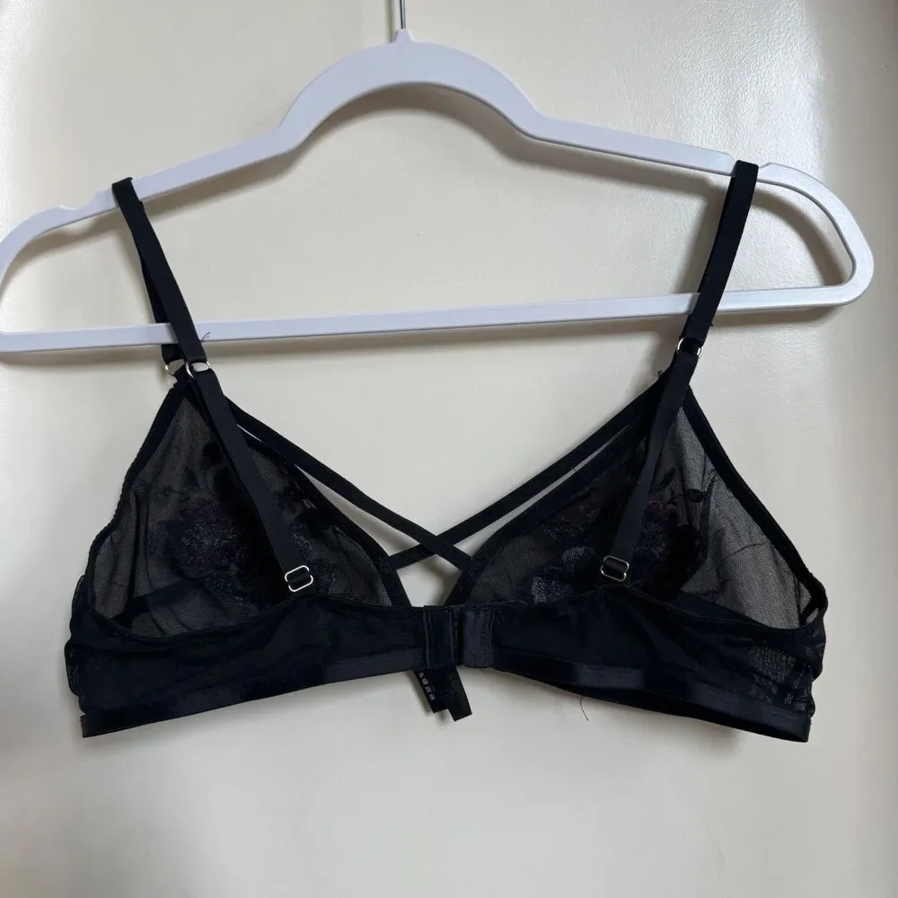 Secret Possessions Unlined Floral Embroidered Bra Size Large - Picture 3 of 5